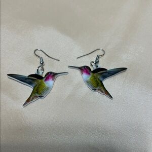 Colorful Hummingbird Bird Earrings